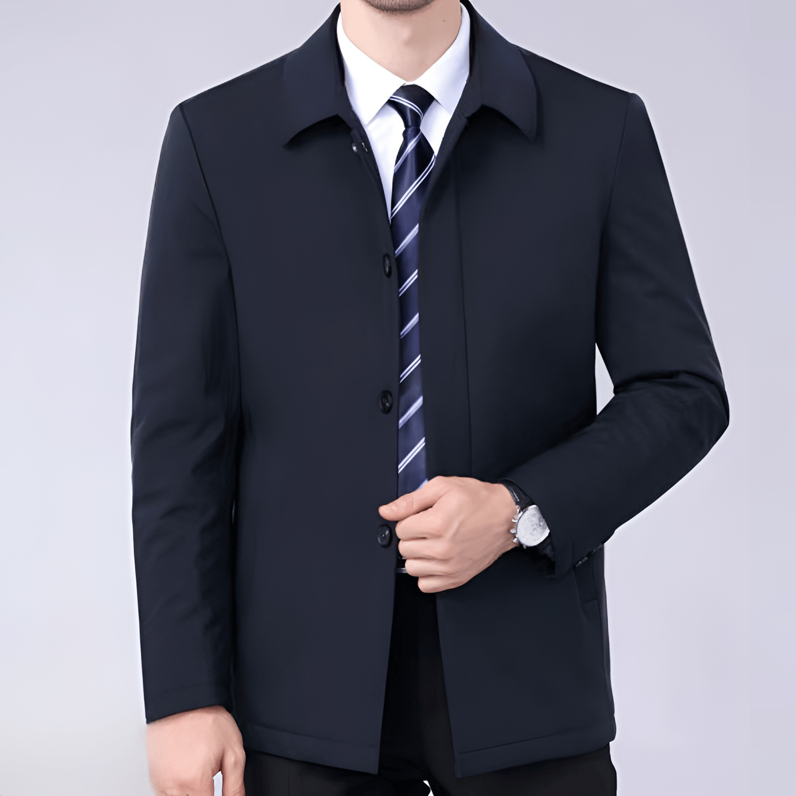 Chaqueta de primavera y otoño, chaqueta informal de negocios con solapa de alta calidad, abrigo para personas de mediana edad y mayores, ropa de hombre a la moda, chaqueta ejecutiva para papá.