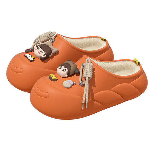 New Arrival Winter Soft-Soled Cartoon Waterproof Closed-Toe Cotton Slippers with 