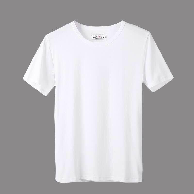 Solid color short sleeve round neck white / M