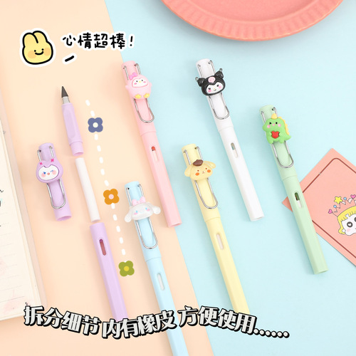 Students' sharpening-free HB pencils, posture pens, sketching and painting school supplies, cute cartoon eternal pencils that are not easy to break