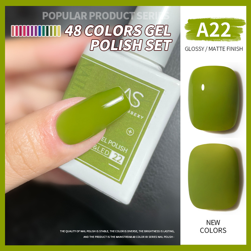 Una botella de pegamento de esmalte de uñas de un color 2022 nuevo verano popular 48-color Pequeño conjunto para el salón de uñas traje completo
