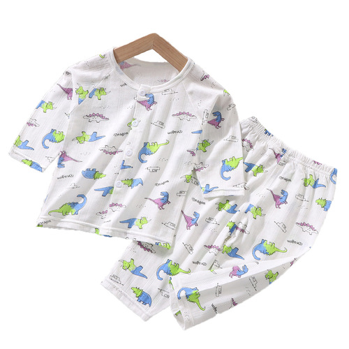 Summer New Children's Pajamas Short Sleeve Short Pants Unisex Baby Long Sleeve Air Conditioning Clothes Infant Thin Homecoming Wear