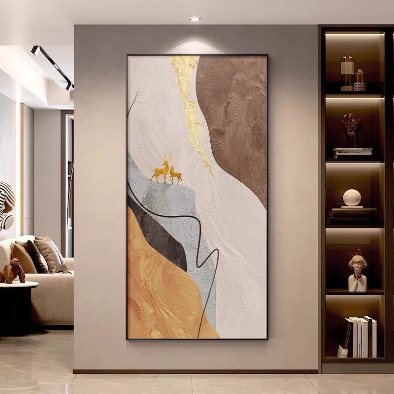 Pintura decorativa abstracta en el porche en la casa frente a la puerta pasillo sala de estar pinturas colgantes lujosas de alto nivel escaleras mural