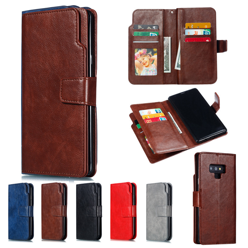For Samsung S25ultra Nine Card Wallet Mobile Phone Leather Case S24FE Fashion Magnetic Card Case