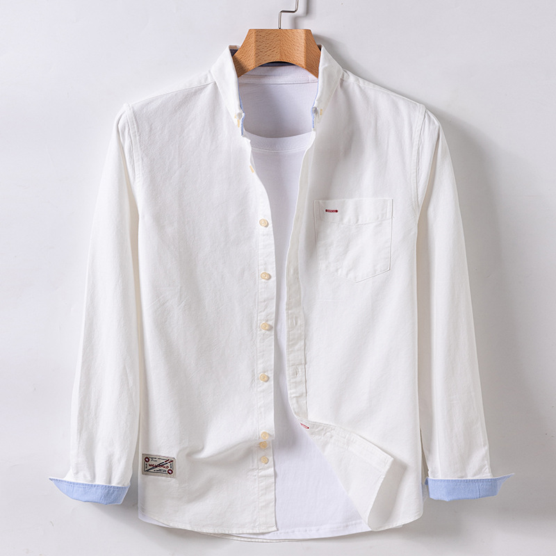 New cotton oxford shirt men's long sleeve spring and autumn casual shirt coat loose men's wholesale trend