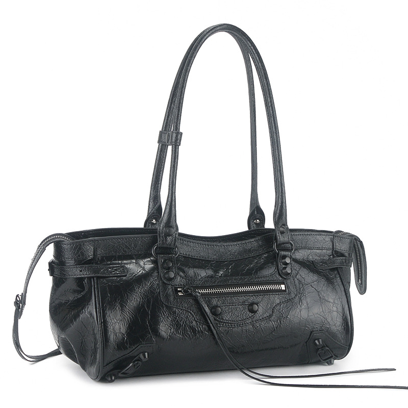 Baja East-West Spicy Girl Studded Motorcycle Shoulder Bag Women's Retro Commuter Large Capacity Handbag - Thumbnail 4