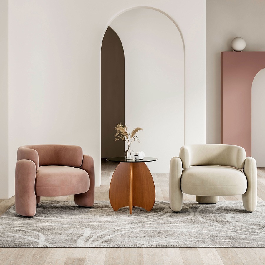 Hollywood light luxury reception area negotiation table and chairs modern minimalist living room leisure white single sofa chair creative