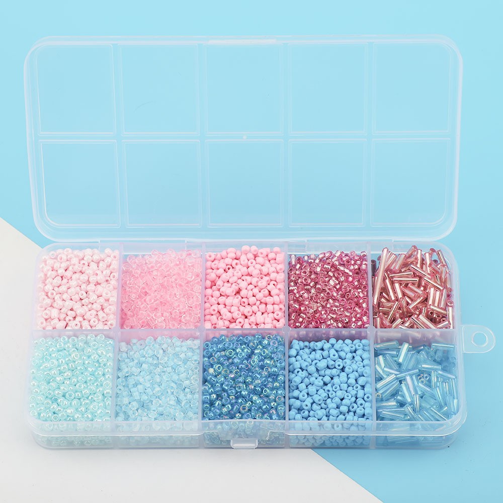 Cuentas de arroz 10 cuadrícula multicolor caja clásica de cuentas sueltas sequinilla pulsera pendientes DIY accesorios joyería al por mayor
