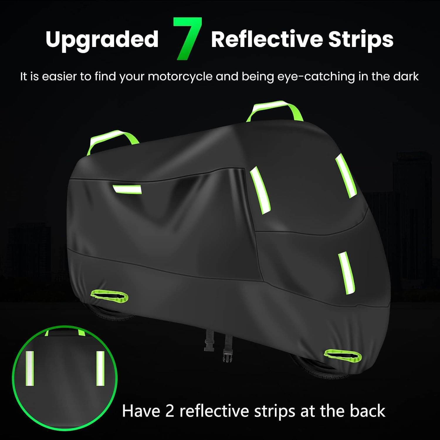 Cross-Border Motorcycle Cover Rainproof and Sunproof 210D Electric Vehicle Clothing Dustproof Cover Motorcycle Clothing with Green Reflective Strip