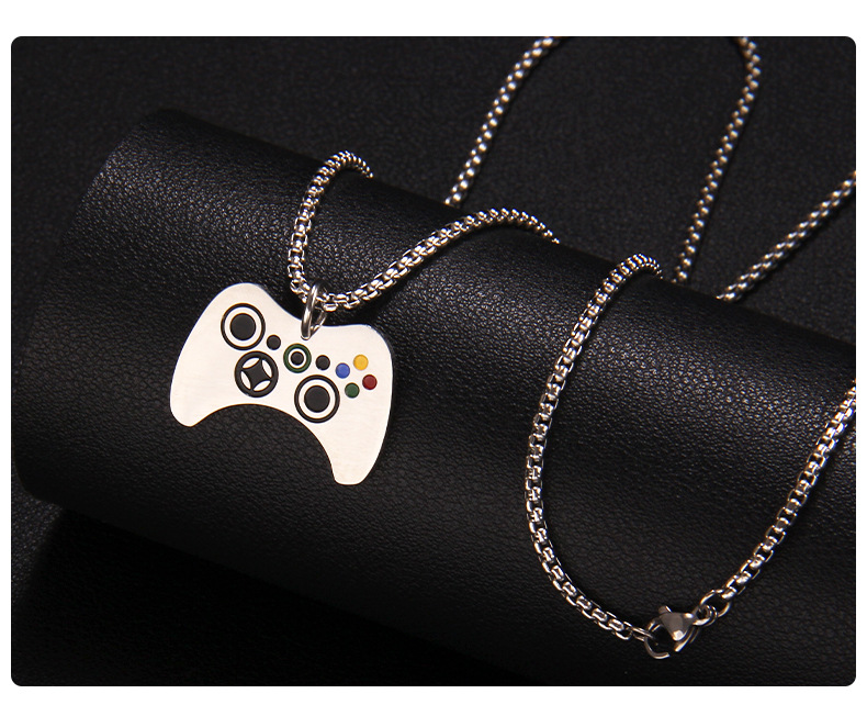 Fashion Gamepad Stainless Steel Enamel Pendant Necklace 1 Piece