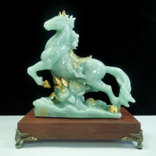 招财玉石马摆件前程似锦生肖马新中式客厅酒柜玄关装饰办公室摆设