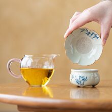 茶滤手绘茶漏过滤网一体陶瓷茶叶家用茶器茶水分离茶具泡茶配件