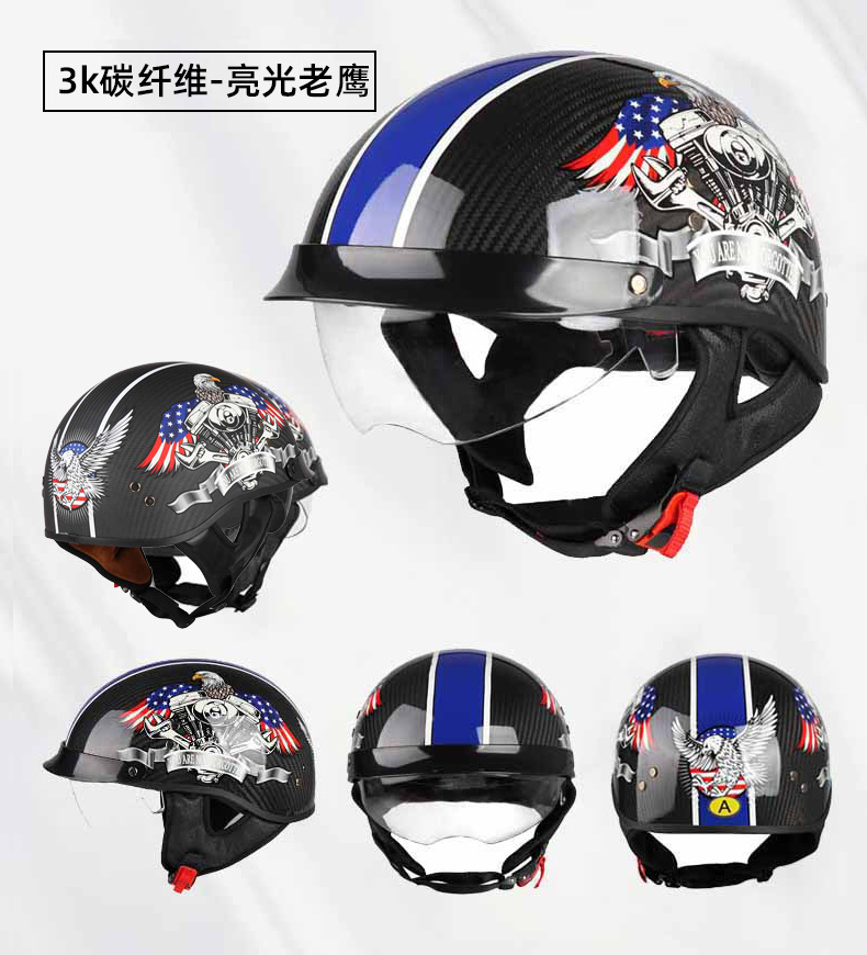 Carbon fiber half helmet motorcycle helmet retro 3C certified men's summer helmet for motorcycles, motorbikes, electric vehicles, women's all-season helmet
