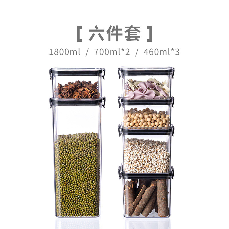 Tanque sellado granos granos cocina almacenamiento de productos secos de grado alimenticio caja de plástico transparente snack tanque de almacenamiento de té