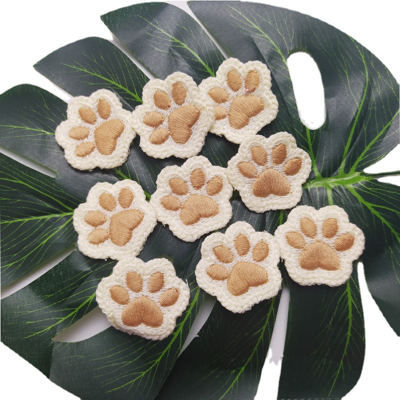 现货批发可爱卡通创意毛线刺绣猫爪布贴发饰围巾服装DIY补丁刺绣