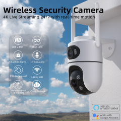 ICSEEガンボール両眼8MP高精細無線WiFiボール室内外防水ダブル光ビデオカメラ遠隔保存