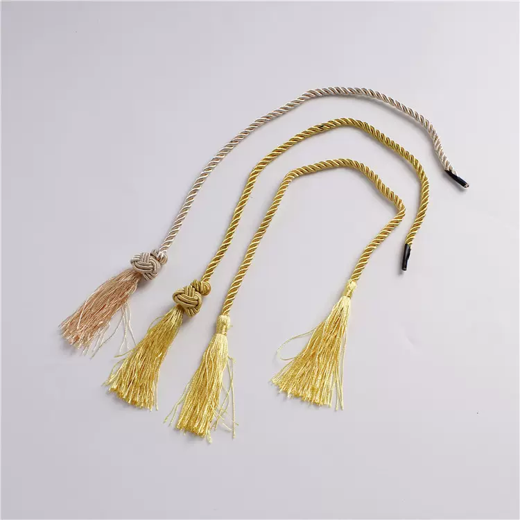 涤纶流苏服装用挂绳腰带窗帘绑绳手工三股流苏穗子绳厂家批发