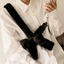 秋冬毛绒绒蝴蝶结手机链软糯手机挂绳百搭装饰配饰可爱斜挎饰品