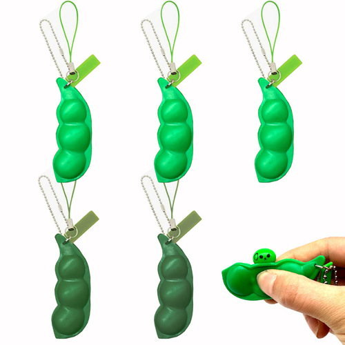 Creative Pea Pod Keychain Infinite Squeezable Edamame Stress Relief Toy