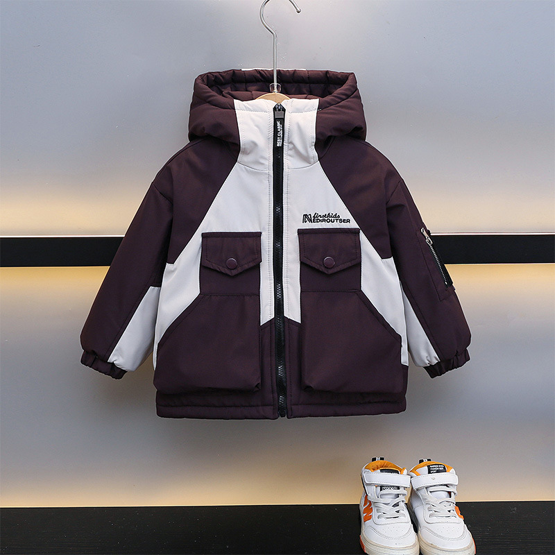 6433 Ropa de Parker de terciopelo para niños 2025 otoño e invierno nuevo estilo abrigo de algodón grueso para bebés