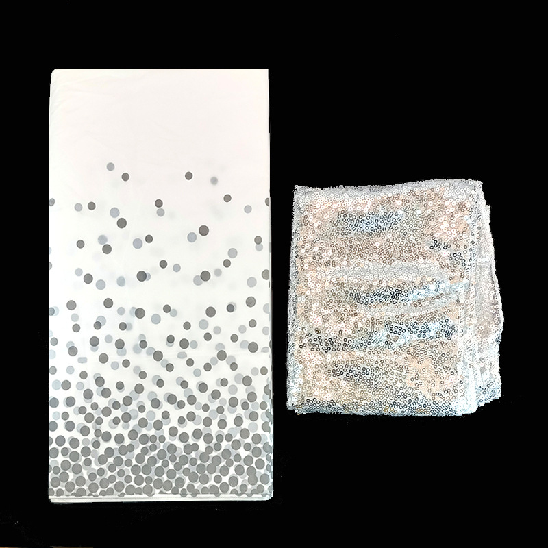 Amazon en stock lentejuelas estrellado corredor de mesa escritorio decoración la boda mantel plástico negro oro PEVA