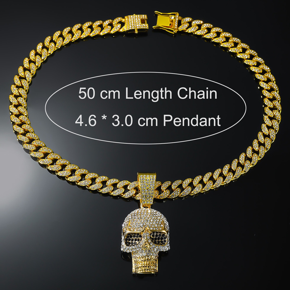 Cuban Link Chain Curb Chain Chain Type 1 Piece Quantity Hip-Hop Vintage Style Skull Zinc Alloy Rhinestones Men's Pendant Necklace Men Pendant Necklaces
