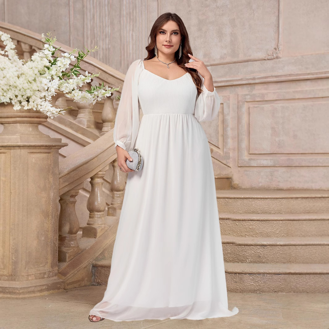 El Comercio exterior europeo y americano nueva ropa de mujer eBay Amazon nuevo cuello más tamaño vestido de color sólido vestido largo transfronterizo nuevo