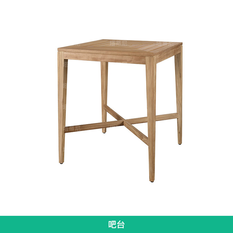 Mesas y sillas de teca para exteriores, mesa larga de madera maciza para patio de villa, muebles anticorrosivos para exteriores, mesas y sillas de ocio para jardín y balcón. image 13