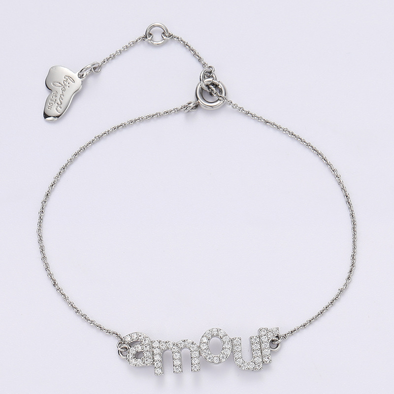 Original Design Letter Copper Plating Zircon Bracelets 1 Piece