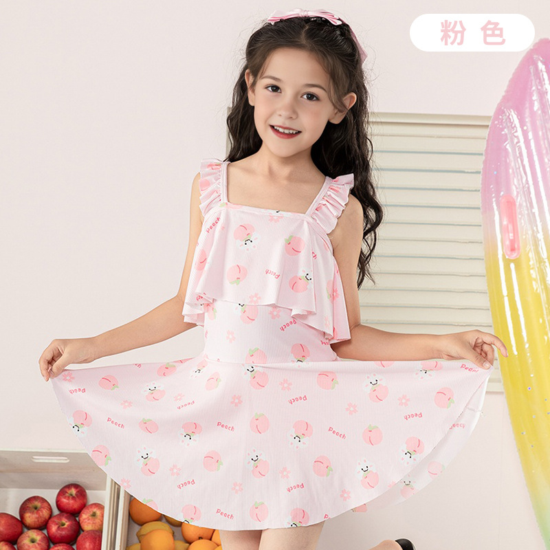 Traje de baño de natación para niños de verano para niñas, niños pequeños y medianos divididos en una pieza, linda princesa dividida, traje de baño para niñas al por mayor