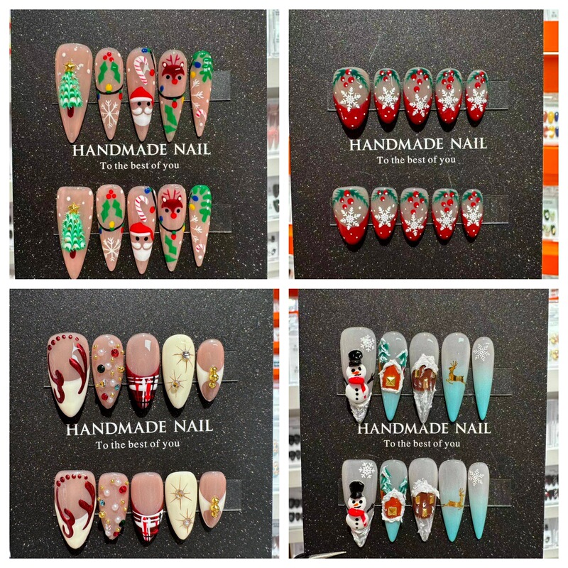 [Made in Shenzhen] 50 European and American Christmas New Styles of Pure Handmade Wearable Nails with Gentle Elegant and Nail Patches