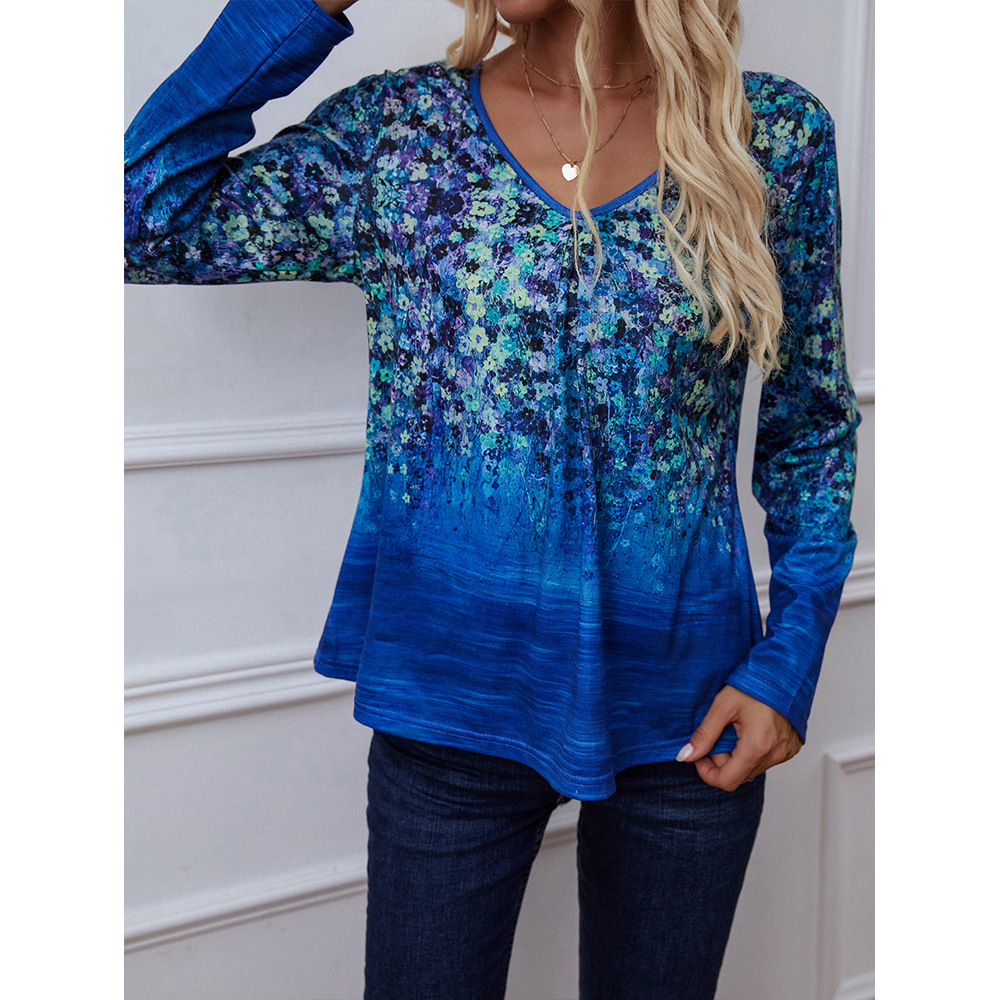 Floral V Neck Wholesale Women Shirts