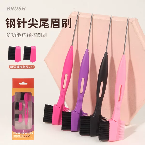 Foreign trade cross-border hot sale steel needle eyebrow brush double-headed eyelash makeup brush broken hair modification comb edge brush hairdressing tools