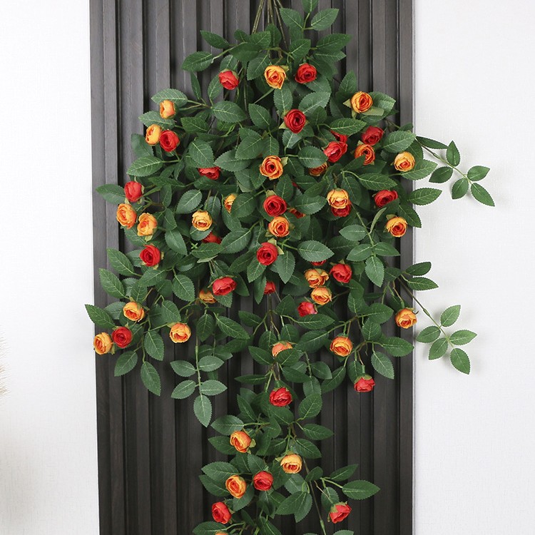 Simulación transfronteriza rosa colgada en la pared de plástico artificial de flores藤 acondicionado de aire acondicionado de pared de hogar orquídea colgante de orquídea decorada planta de藤