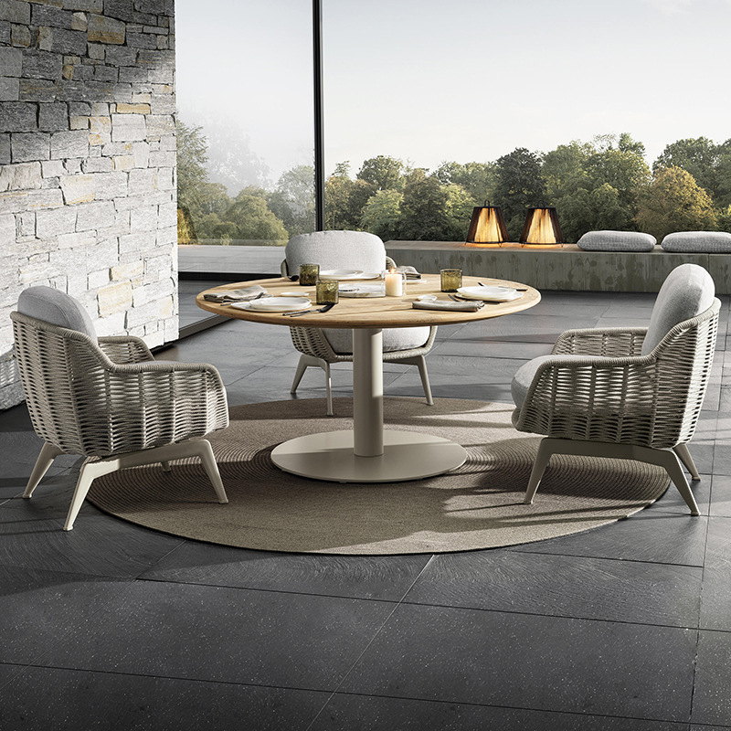 Mesa y silla de patio al aire libre combinación de hotel terraza villa mesa redonda de madera maciza departamento de ventas de jardín impermeable vidana mesa y silla image 1