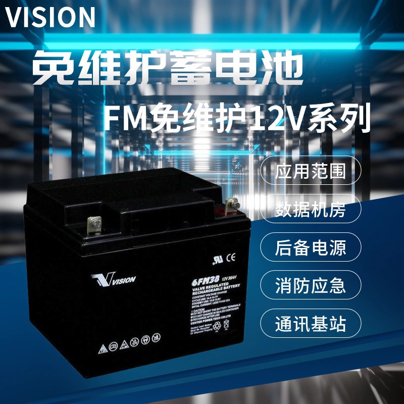 VISION威神蓄电池6FM12V4/7/24/38/65/100Ah免维护铅酸阀控密封式