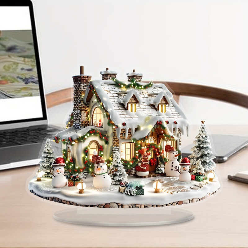 国境を越えた熱品冬の仙境アクリル家は雪だるまとクリスマスツリーのボヘミアン風のデスクトップ展を持っている|undefined