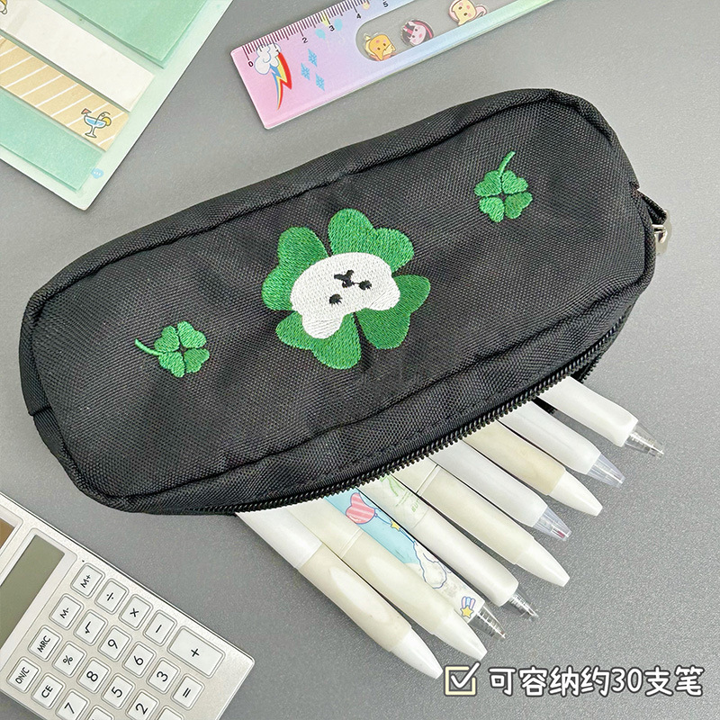 幸运四叶草小猫笔袋ins可爱大容量化妆包高颜值少女心文具收纳盒|undefined