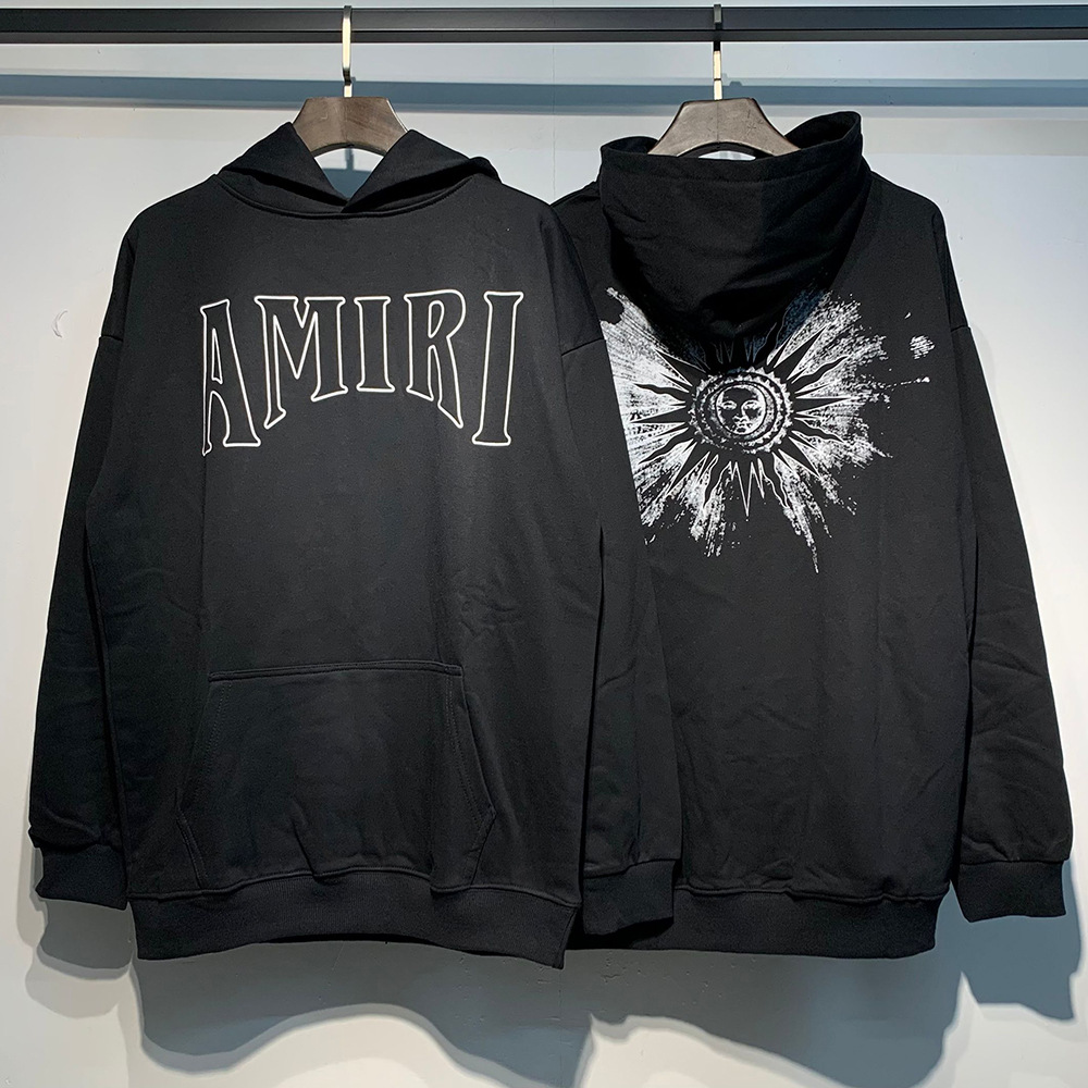 AMIRI suéter colección de letras de impresión transfronterizas 360 gramos de anillo masculino suelto casual sudadera encapuchada