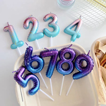 新款银河系星空渐变0-9蜡烛 创意浪漫派对梦幻渐变蜡烛数生日数字