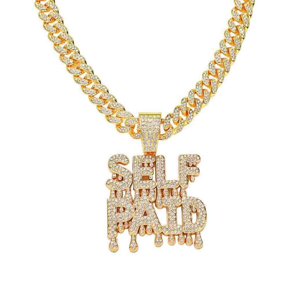 Hip Hop Lettre Alliage Placage Incruster Strass Hommes Pendentif Collier Pendentif display picture 1
