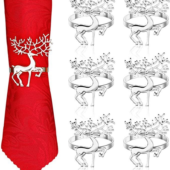 Hotel table decoration Christmas small elk napkin buckle metal napkin ring napkin ring mouth cloth ring wholesale direct sales