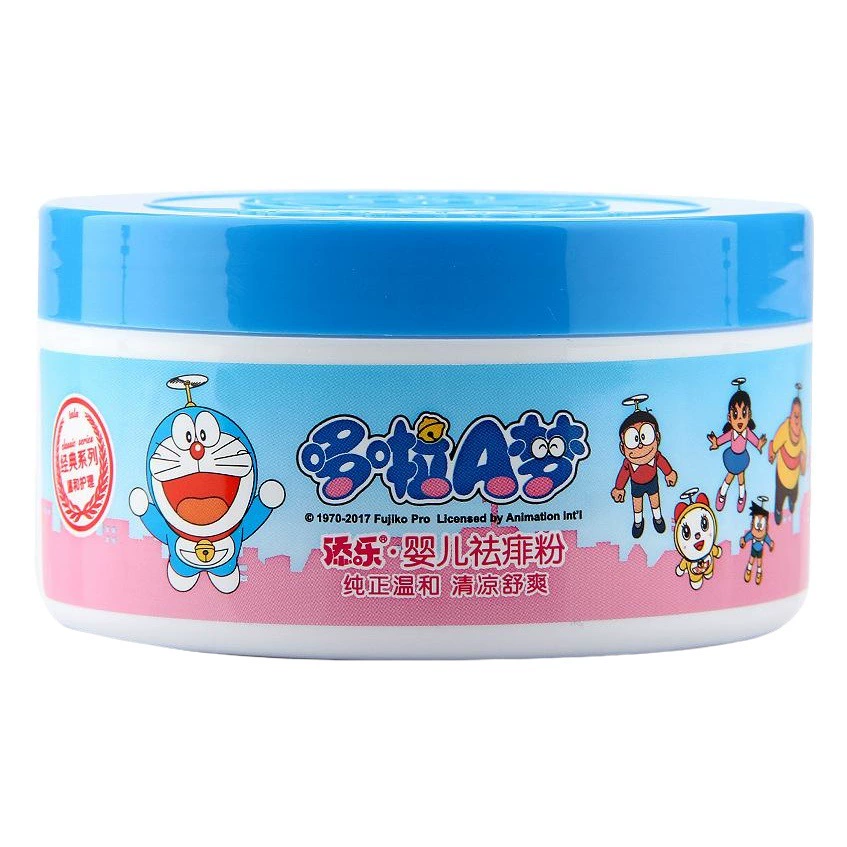 Детская присыпка Tianle Doraemon для новорожденных, всесезонная детская присыпка для поглощения пота с пуховкой, детская присыпка.