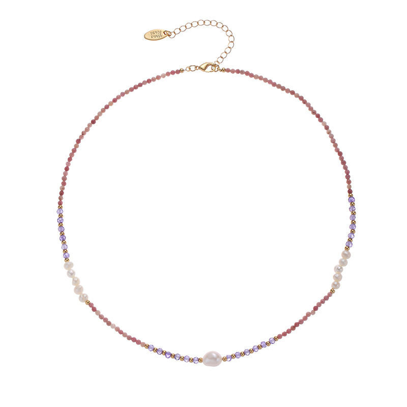 18K joyería chapada en oro de 18K europeo y americano de la moda de nicho suave temperamento Piedra Natural perla real ins collar de cuentas joyería para las mujeres