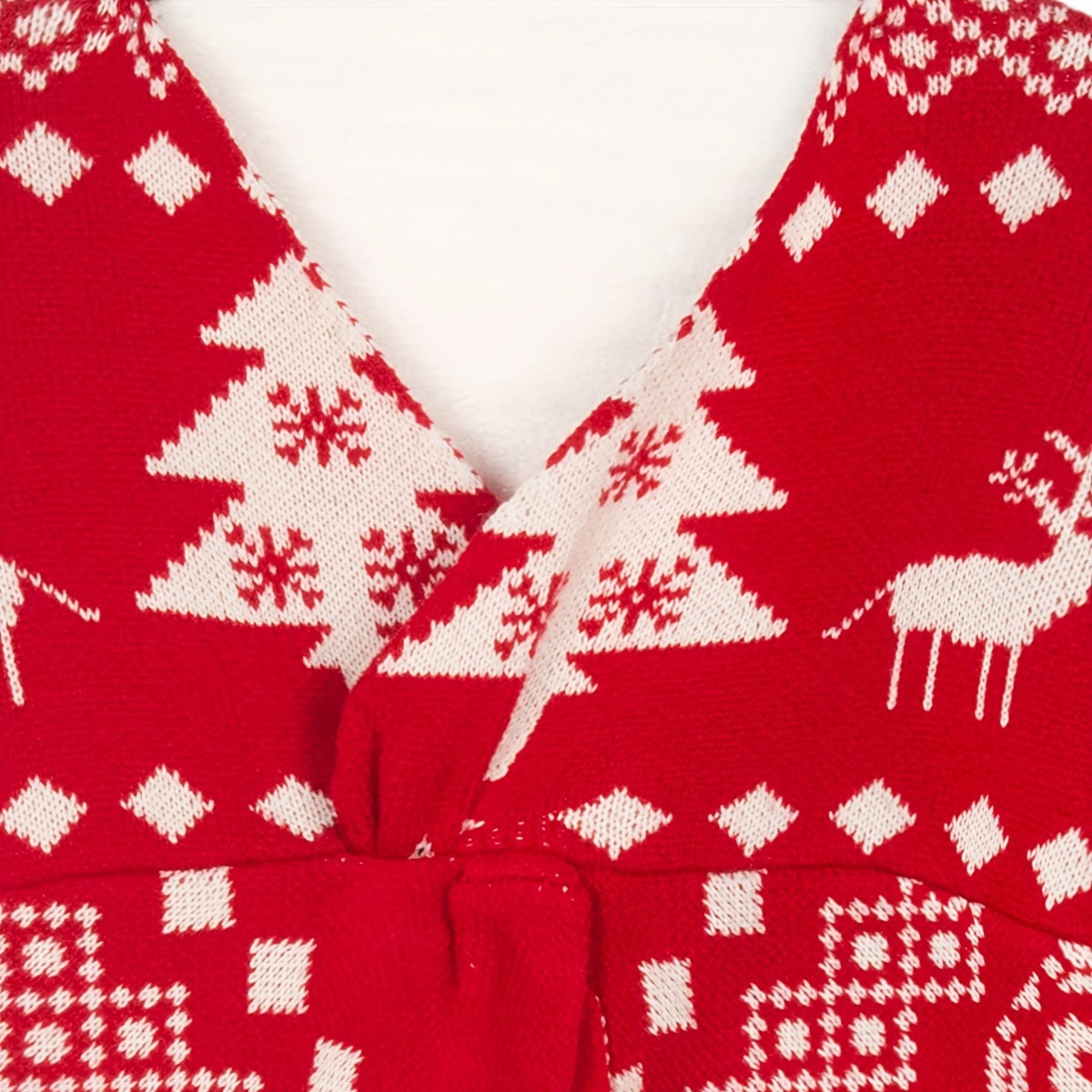 Women's Clothing V Neck Double Sided Irregular Cardigan Sweater Backless Off Shoulder Christmas Snowflake Pattern Long Sleeved Women's Wool Top_voghion.com