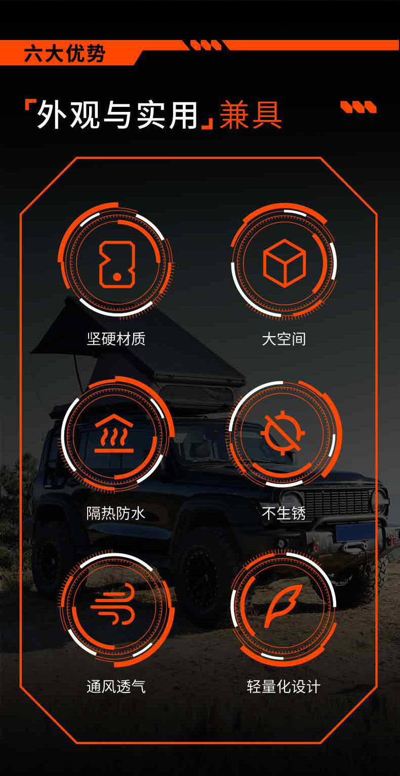 Aluminum Alloy Triangular Roof Tent for Camping, Suv, Hardcore Off-Road, Self-Driving, Fast Driving, Car-Mounted, Four-Season Camping