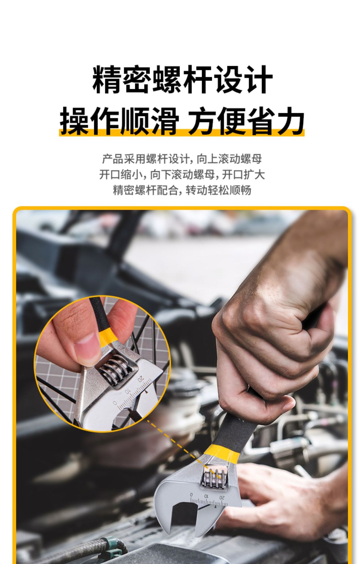 Deli 8-inch rubber-coated live wrench with plastic household multifunctional Adjustable Wrench Maintenance live wrench DL120006/10
