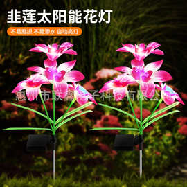 2025新款led装饰灯4头仿真韭莲灯户外太阳能地插灯公园防水草坪灯