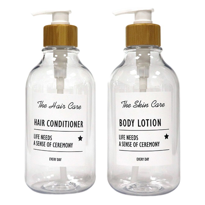 En stock suministro transparente PET limpiador facial sub-botella 500ml crema de baño botella vacía champú botella de plástico