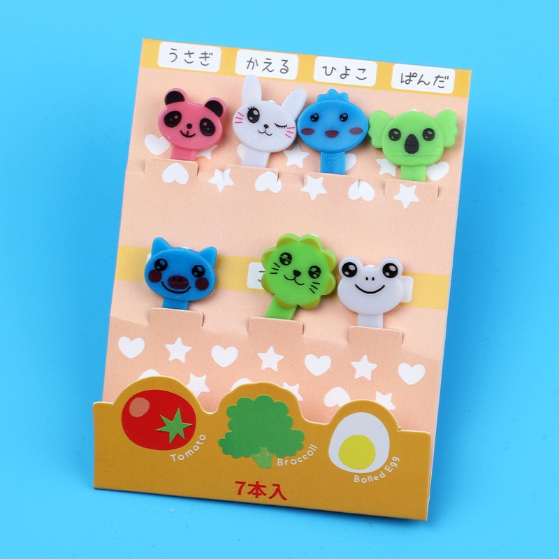 Cartoon japonés encantador tenedor de fruta transfronterizo venta caliente stick de fruta creativa decoración mini tenedor de fruta al por mayor